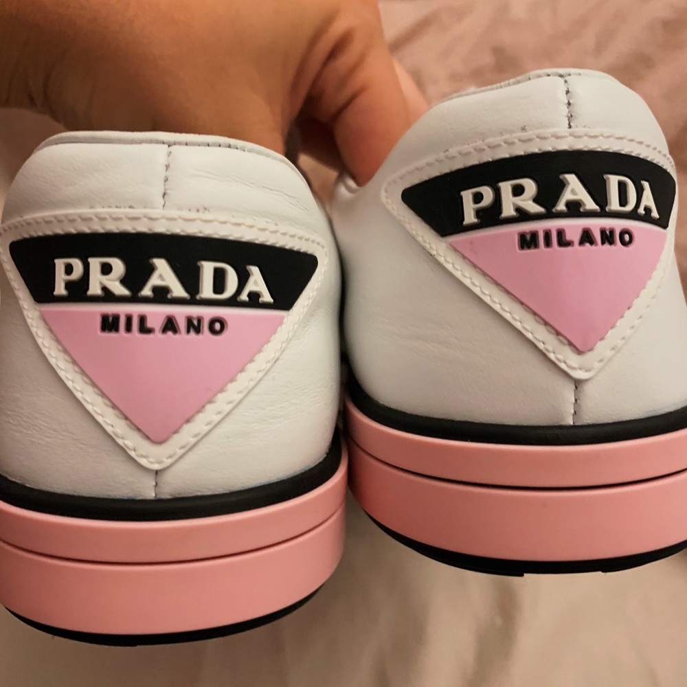Pink and white Prada Leather Sneakers